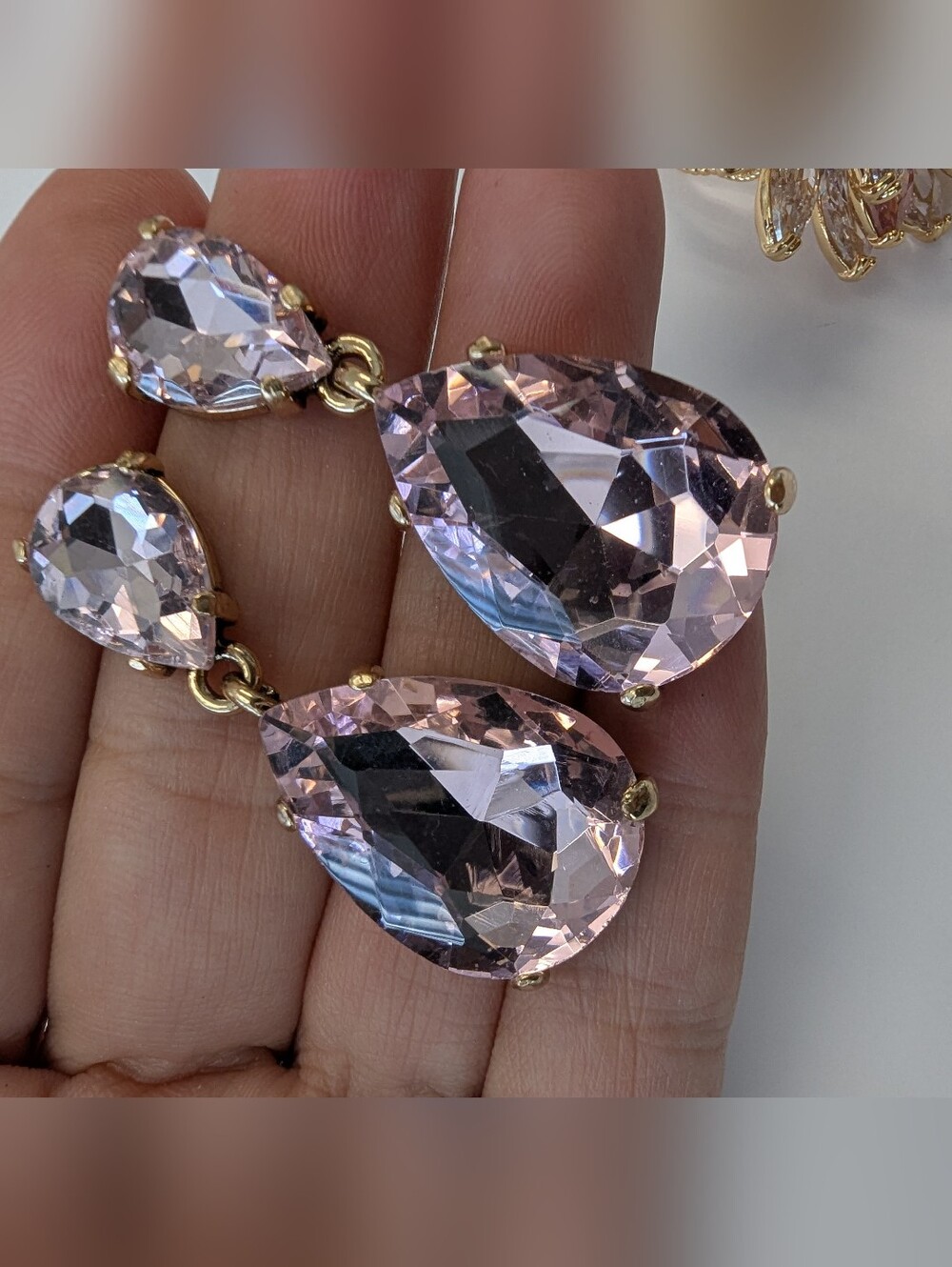 PINK RHINESTONE EARRINGS